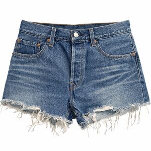 Levi’s 501 Original Denim Cutoff Shorts Frayed Hem Medium Wash